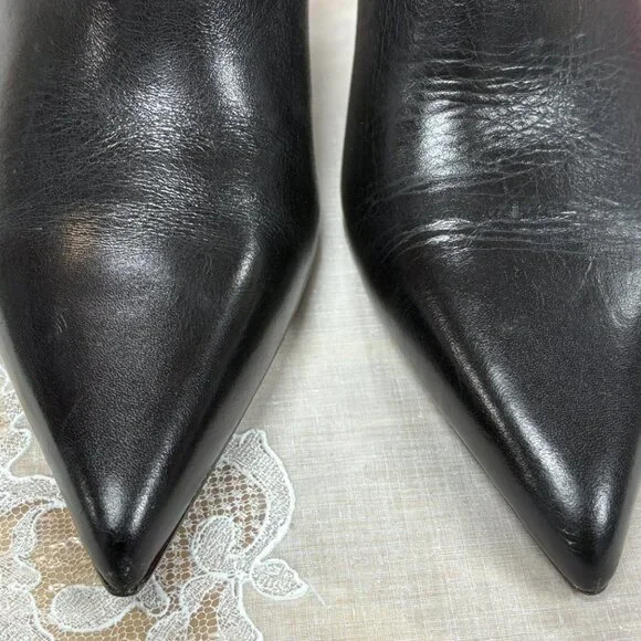 NEW-ZARA-Women black leather heel  Boots.Cambodia. - Picture 3 of 12